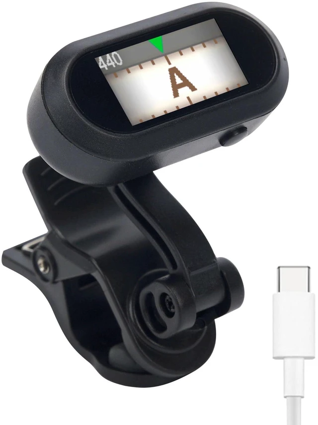 Main image of Rechargeable Clip On Tuner TFT for Guitar Ukulele Violin Banjo | Easy to Read, Extremely Fast and Accurate Tuning, Headstock Chromatic Tuner Pitch 410-460Hz, Perfect for Any Lighting