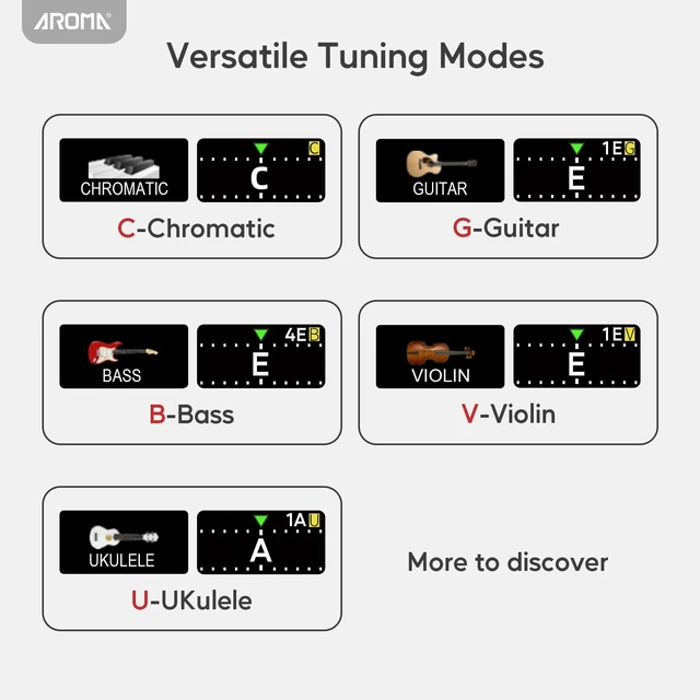 Alt view image 4 of 7 - Guitar Tuner Clip On Rechargeable Chromatic Tuner for Guitar Bass Ukulele Violin Mandolin with TFT Screen Easy to Read in Strong Light