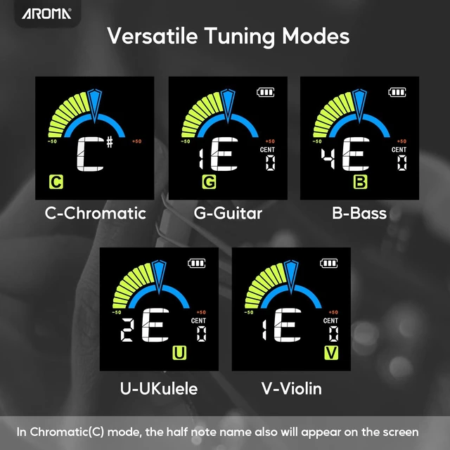 Alt view image 3 of 7 - Guitar Tuner Clip On Rechargeable Chromatic Tuner for Guitar Bass Ukulele Violin Mandolin