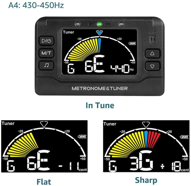 Alt view image 4 of 7 - Rechargeable 3 In 1 Digital Metronome Tuner Tone Generator | For Guitar, Bass, Violin, Ukulele, Chromatic, For Clarinet, Trumpet, Flute, Tuners for All Instruments