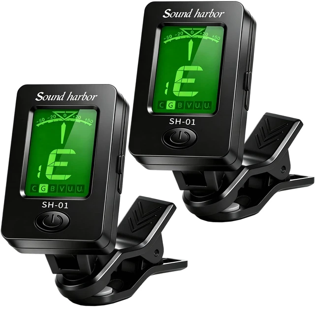 Main image of Guitar Tuner Clip On Ukulele Tuner 2 Pack for All Instruments Guitar Bass Ukulele Violin banjo Tuners