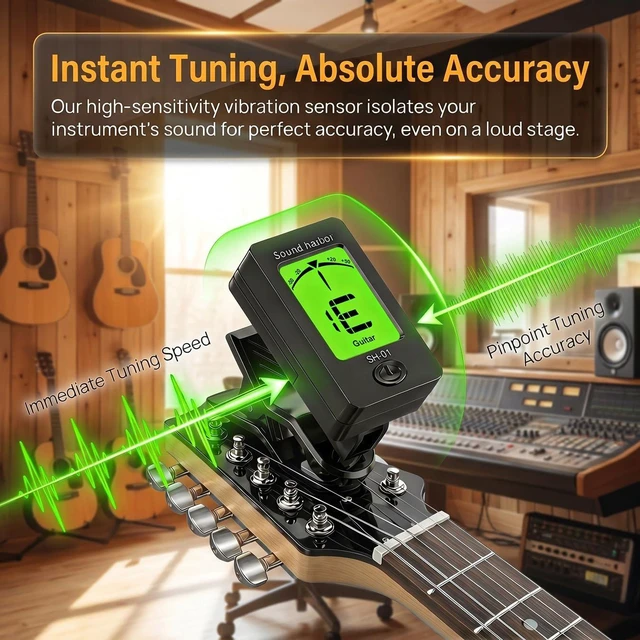 Alt view image 6 of 7 - Guitar Tuner Clip On Ukulele Tuner 2 Pack for All Instruments Guitar Bass Ukulele Violin banjo Tuners