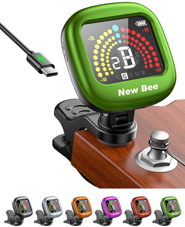 Main image of Guitar Tuner Rechargeable, Color Screen Clip On Tuner (Green, 1 Pack)
