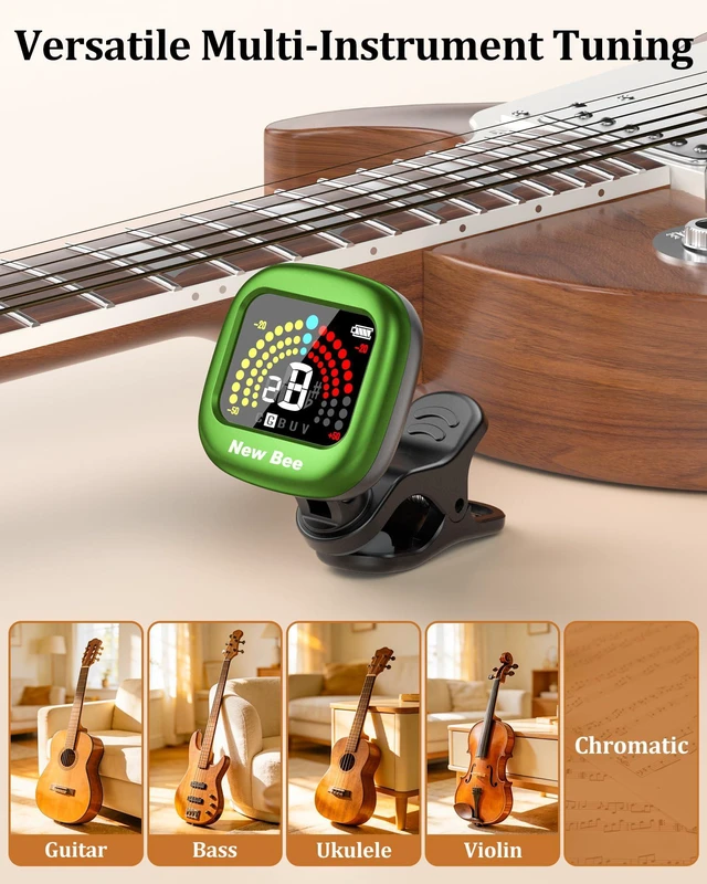 Alt view image 3 of 7 - Guitar Tuner Rechargeable, Color Screen Clip On Tuner (Green, 1 Pack)