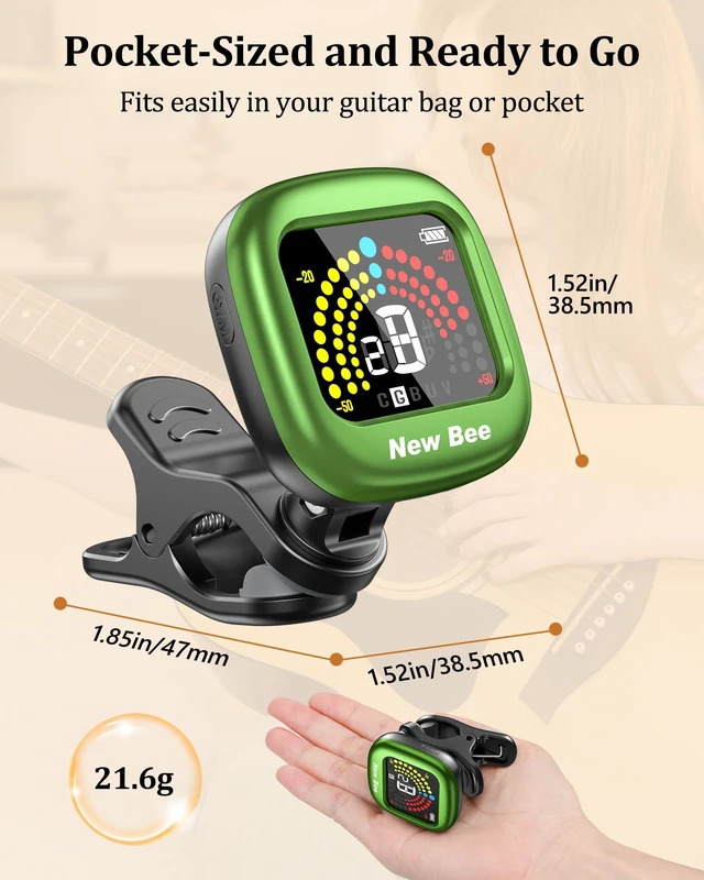 Alt view image 7 of 7 - Guitar Tuner Rechargeable, Color Screen Clip On Tuner (Green, 1 Pack)