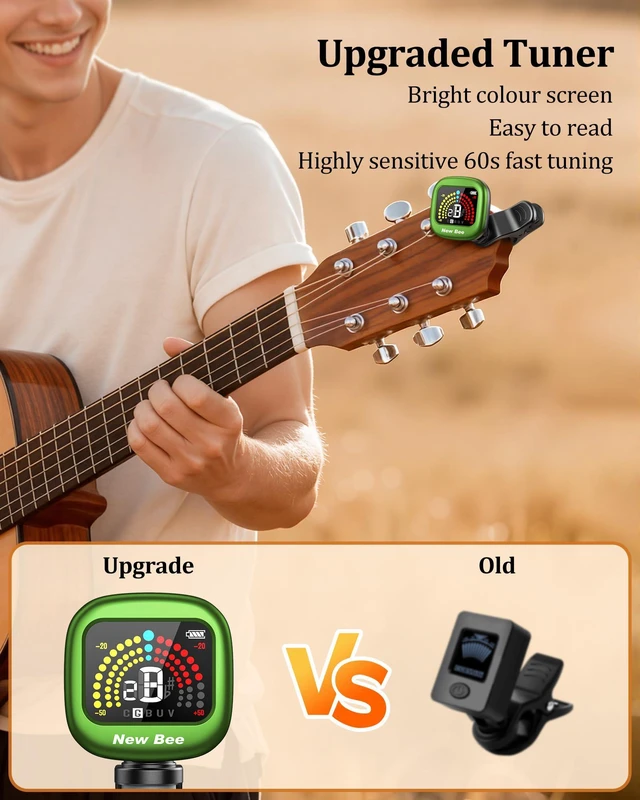 Alt view image 4 of 7 - Guitar Tuner Rechargeable, Color Screen Clip On Tuner (Green, 1 Pack)