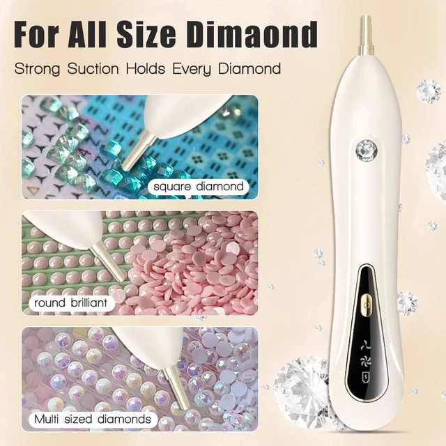 Alt view image 5 of 7 - Electric Diamond Painting Pen with Adjustable Suction, Cordless Rechargeable Vacuum Rhinestone & Crystal Picker Tool for Round, Square & AB Drills, Low Noise Pro Diamond Art Accessories