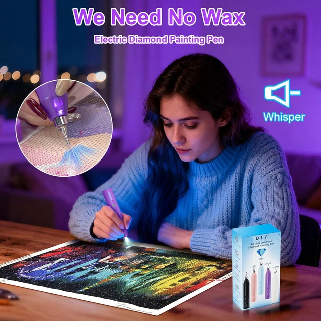 Alt view image 3 of 7 - Electric Diamond Painting Pen, Try Paint without Wax, Cordless Diamond Art Pens, Wax-Free to Paint Faster, Vacuum Pickup Style, Diamonds Painting Accessories