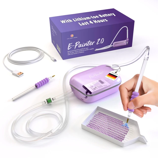 Main image of Electric Diamond Painting Pen Wireless Vacuum Diamond Art Pen, Waxless Diamond Painting Tool Kit with Pump & Accessories for Fast & Easy Diamond Art, AB Stones Compatible (Purple, 2 Gear)