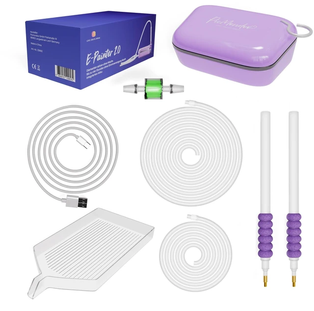 Alt view image 2 of 7 - Electric Diamond Painting Pen Wireless Vacuum Diamond Art Pen, Waxless Diamond Painting Tool Kit with Pump & Accessories for Fast & Easy Diamond Art, AB Stones Compatible (Purple, 2 Gear)