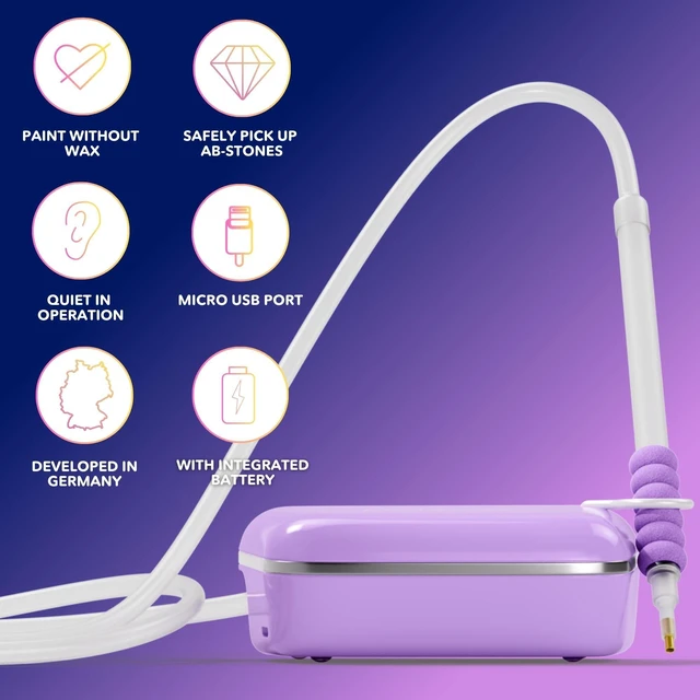 Alt view image 3 of 7 - Electric Diamond Painting Pen Wireless Vacuum Diamond Art Pen, Waxless Diamond Painting Tool Kit with Pump & Accessories for Fast & Easy Diamond Art, AB Stones Compatible (Purple, 2 Gear)