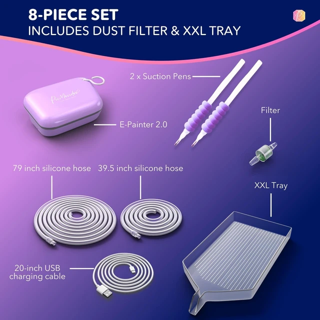 Alt view image 5 of 7 - Electric Diamond Painting Pen Wireless Vacuum Diamond Art Pen, Waxless Diamond Painting Tool Kit with Pump & Accessories for Fast & Easy Diamond Art, AB Stones Compatible (Purple, 2 Gear)