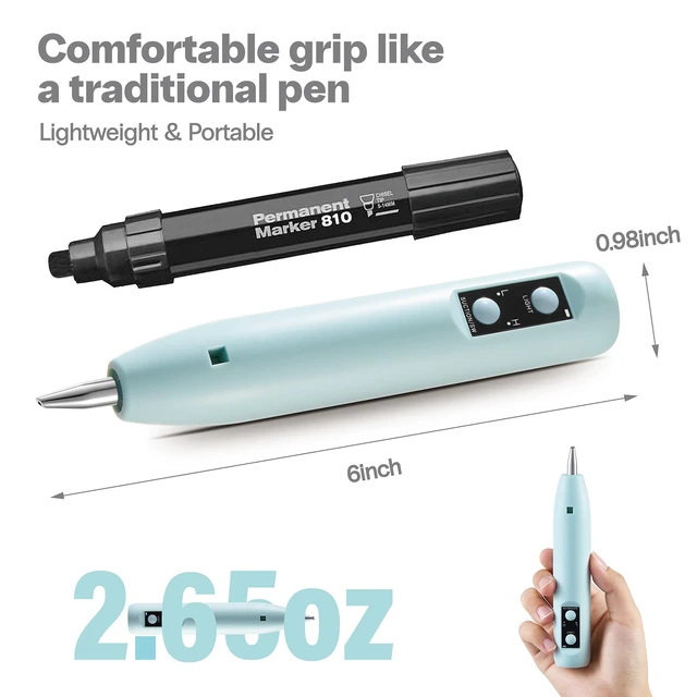 Alt view image 2 of 7 - Electric Diamond Painting Pen - Cordless Diamond Art Pen Low-Noise Wax-Free, Rechargeable 2-Speed with LED Light & Removable Magnifier, Portable Diamond Art Accessories for Crafts Lovers