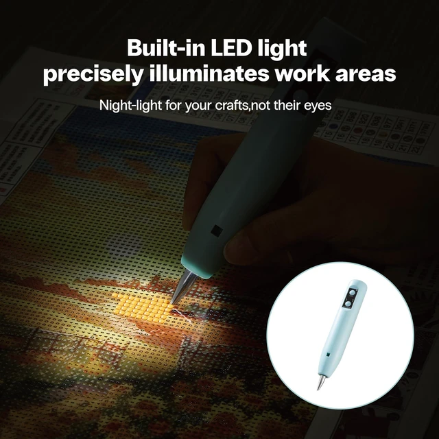 Alt view image 4 of 7 - Electric Diamond Painting Pen - Cordless Diamond Art Pen Low-Noise Wax-Free, Rechargeable 2-Speed with LED Light & Removable Magnifier, Portable Diamond Art Accessories for Crafts Lovers