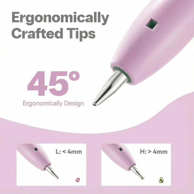 Alt view image 5 of 7 - Electric Diamond Painting Pen - Cordless, Wax-Free, 2-Speed with LED Light & Magnifier, Portable Diamond Art Accessories for Crafts Lovers - Purple