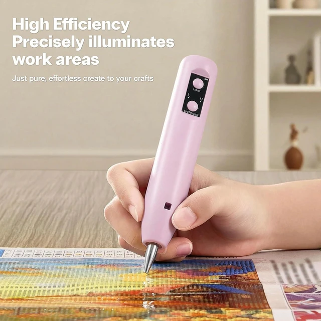 Alt view image 7 of 7 - Electric Diamond Painting Pen - Cordless, Wax-Free, 2-Speed with LED Light & Magnifier, Portable Diamond Art Accessories for Crafts Lovers - Purple