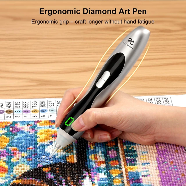 Alt view image 6 of 7 - Diamond Art Kits for Adults, Electric Diamond Art Pens with Light, 3 Suction & 3 Brightness Levels, Wireless & Rechargeable Diamond Painting Pen, LED Display, Vacuum, Quiet, Ergonomic (Silver)
