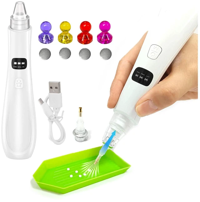 Main image of Electric Diamond Painting Pens with Vacuum Pump - 3 Adjustable Suction Mode & Rechargeable - 4pcs Diamond Art Locator Accessories & 2 Replacement Tips - Faster DIY Art Pickup Tool Kit