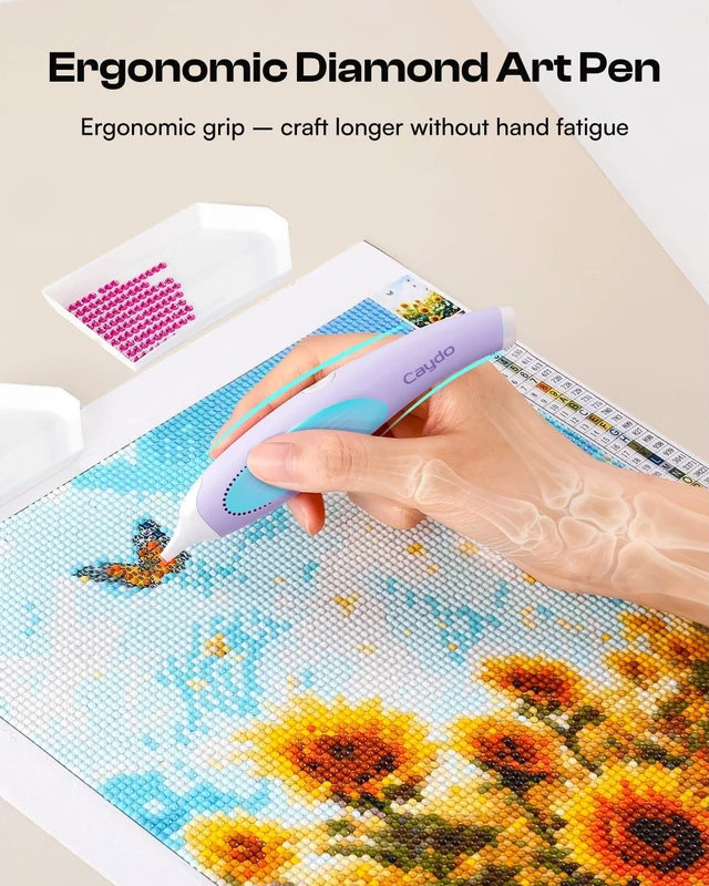 Alt view image 6 of 7 - Electric Diamond Art Pen for Diamond Pating,Ergonomic Vacuum Art Tool | Purple, No Wax Need, 3PCS Replacment Tips, Comfort Grip, Time-Saving Vacuum Pick-Up, DIY Diamond Art Accessories for Adults