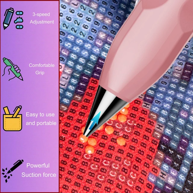 Alt view image 4 of 7 - Electric Diamond Painting Pen, 3 Adjustable Suction Modes & Fast Charging, Wireless Vacuum Pen for Diamond Art Kits, Ergonomic Tool to Reduce Hand Fatigue, Perfect for Beginners and Adults