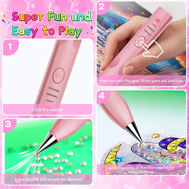 Alt view image 5 of 7 - Electric Diamond Painting Pen, 3 Adjustable Suction Modes & Fast Charging, Wireless Vacuum Pen for Diamond Art Kits, Ergonomic Tool to Reduce Hand Fatigue, Perfect for Beginners and Adults