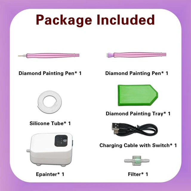 Alt view image 2 of 7 - Electric Diamond Painting Pen No Wax Needed, Vacuum Diamond Art Pen Kits for Adults Cordless Quiet 1500mAh Rechargeable Battery Diamond Art Accessories and Tools