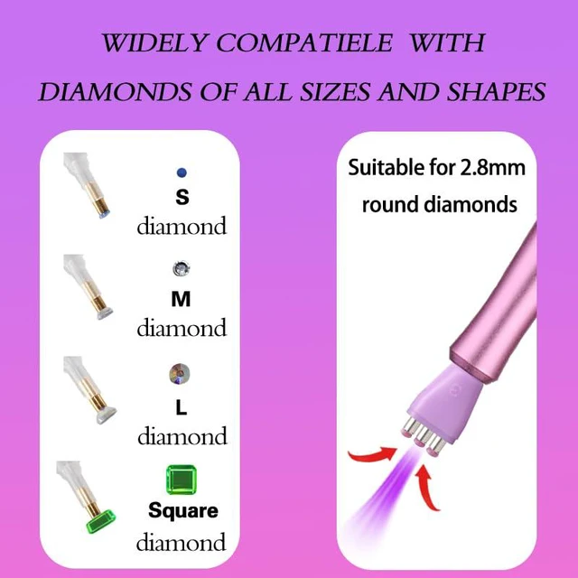 Alt view image 4 of 7 - Electric Diamond Painting Pen No Wax Needed, Vacuum Diamond Art Pen Kits for Adults Cordless Quiet 1500mAh Rechargeable Battery Diamond Art Accessories and Tools