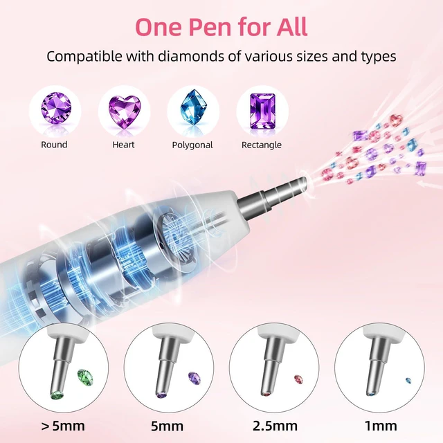 Alt view image 4 of 7 - Electric Diamond Art Vacuum Pen with 45° Ergonomic Metal Tip | Cordless USB-C Rechargeable Diamond Art Tool, No Wax, Low Noise, Strong Suction, Diamond Art Accessories for Adults