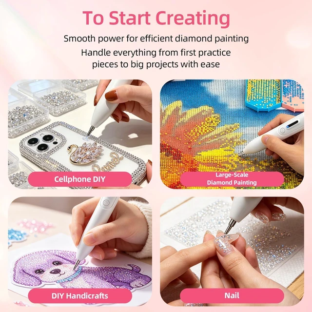 Alt view image 7 of 7 - Electric Diamond Art Vacuum Pen with 45° Ergonomic Metal Tip | Cordless USB-C Rechargeable Diamond Art Tool, No Wax, Low Noise, Strong Suction, Diamond Art Accessories for Adults