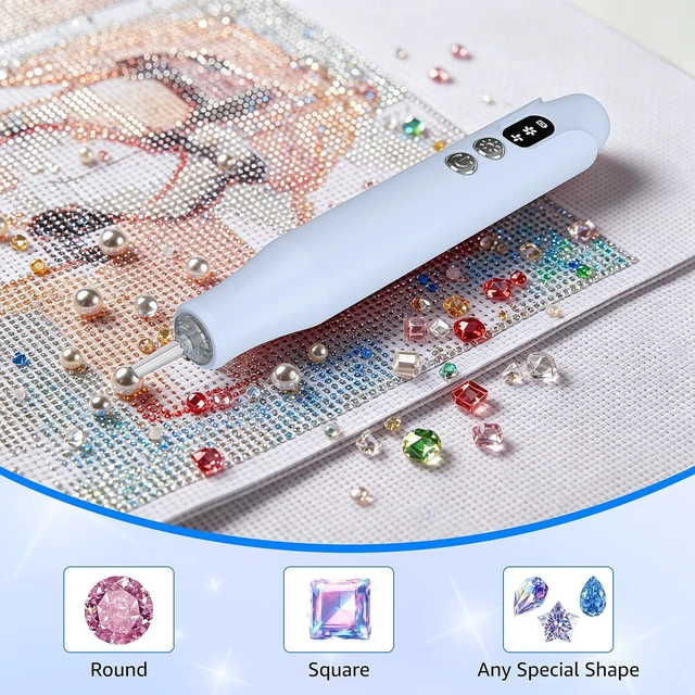 Alt view image 7 of 7 - Electric Diamond Painting Pen, Cordless Diamond Art Tools with LED Lights, Low Noise Rechargeable Diamond Art Pens Electric for Diamond Painting Accessories & Diamond Art Supplies (Blue)