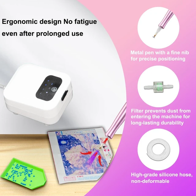 Alt view image 6 of 7 - Electric Diamond Painting Pen No Wax Needed, Vacuum Diamond Art Pen Kits for Adults Cordless Quiet 1500mAh Rechargeable Battery Diamond Art Accessories and Tools