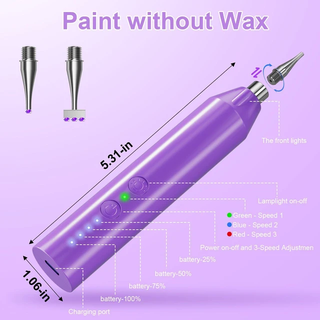 Alt view image 2 of 7 - Electric Diamond Painting Pen, Paint Without Wax, Cordless Electric Vacuum Pen, Skip the Wax Speed Up Painting Process, 7 Hours Lasting, Chargeable