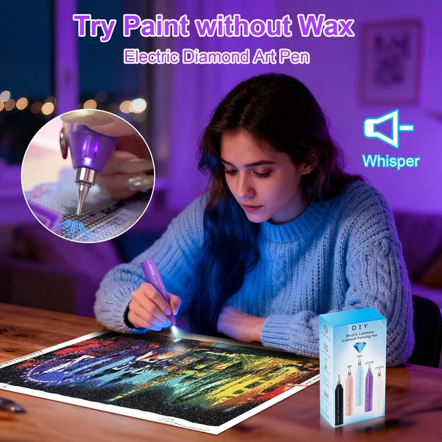 Alt view image 3 of 7 - Electric Diamond Painting Pen, Paint Without Wax, Cordless Electric Vacuum Pen, Skip the Wax Speed Up Painting Process, 7 Hours Lasting, Chargeable