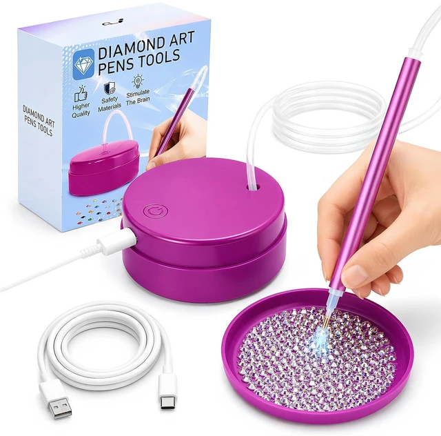 Main image of Electric Diamond Painting Pen - Electric Diamond Painting pen Lightweight Wax-Free Noise-Free Diamonds Art Pens Tool with Storage Tray Compatible with All Drill Bits Featuring Auto-Sleep Mode- Purple