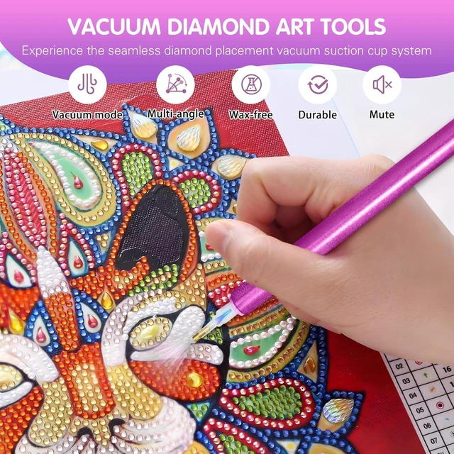 Alt view image 2 of 7 - Electric Diamond Painting Pen - Electric Diamond Painting pen Lightweight Wax-Free Noise-Free Diamonds Art Pens Tool with Storage Tray Compatible with All Drill Bits Featuring Auto-Sleep Mode- Purple