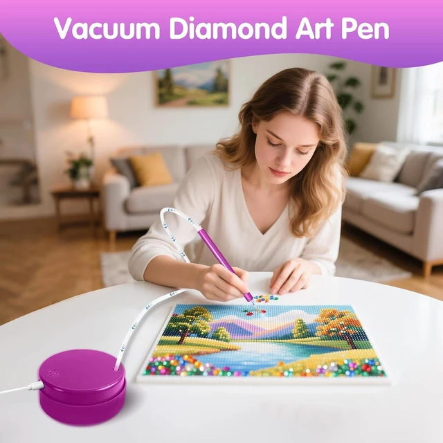 Alt view image 7 of 7 - Electric Diamond Painting Pen - Electric Diamond Painting pen Lightweight Wax-Free Noise-Free Diamonds Art Pens Tool with Storage Tray Compatible with All Drill Bits Featuring Auto-Sleep Mode- Purple