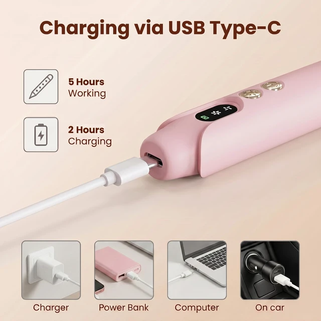Alt view image 7 of 7 - Electric Diamond Painting Pen with Light, Electric Diamond Art Pen, 2 Adjustable Suction Levels, Cordless & Quiet, No Wax Needed, Rechargeable Vacuum Diamond Art Pen with Ergonomic Grip - Pink