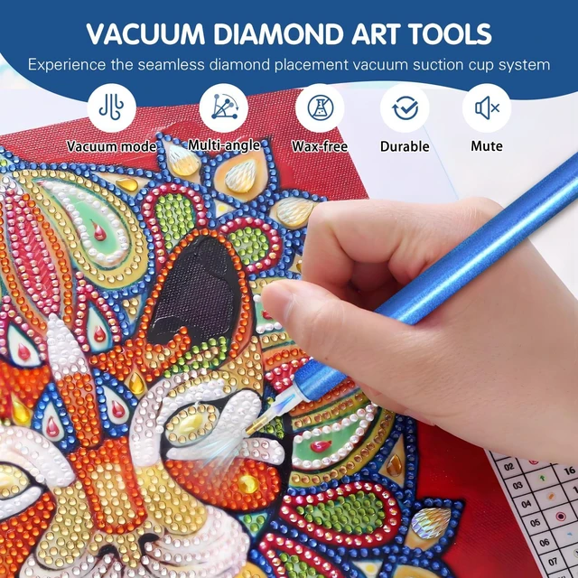 Alt view image 2 of 7 - Electric Diamond Art Pen for Diamond Painting Vacuum Art Painting Pen with All Drill Bits Featuring and Storage Tray Compatible with Auto-Sleep Mode- Blue1
