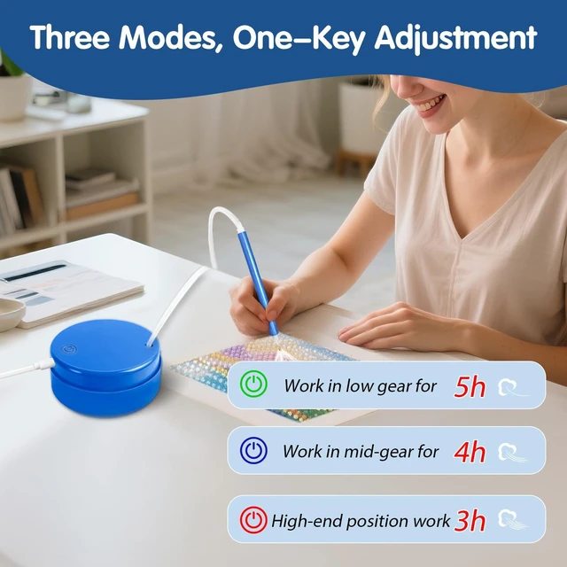 Alt view image 5 of 7 - Electric Diamond Art Pen for Diamond Painting Vacuum Art Painting Pen with All Drill Bits Featuring and Storage Tray Compatible with Auto-Sleep Mode- Blue1