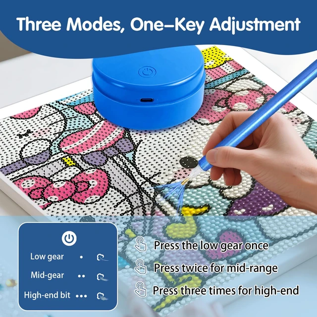 Alt view image 3 of 7 - Electric Diamond Art Pen for Diamond Painting Vacuum Art Painting Pen with All Drill Bits Featuring and Storage Tray Compatible with Auto-Sleep Mode- Blue1