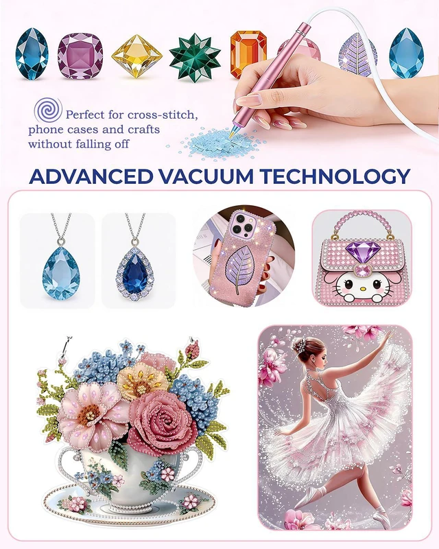 Alt view image 4 of 7 - Electric Diamond Painting Pen Vacuum Drill Tool Kit, Diamond Art Pens No Wax Needed with Accessories, Storage Case, Dot Painter Vacuum Pen for Diamond Painting Art Electric Pen for Adults (Purple)