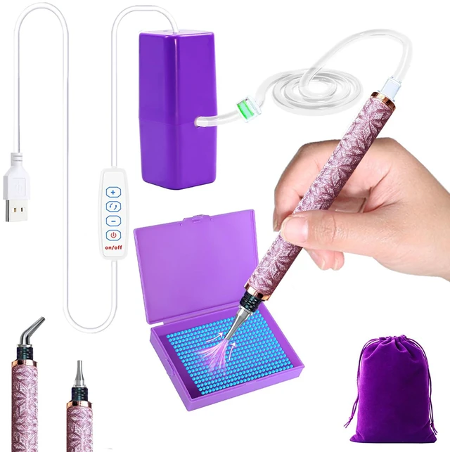 Main image of Electric Diamond Painting Pen with Adjustable Suction for Adults Vacuum Pen for Diamond Art with Storage Bag Diamond Painting Accessories Tools E-Painter Pen Need No Wax (Purple)