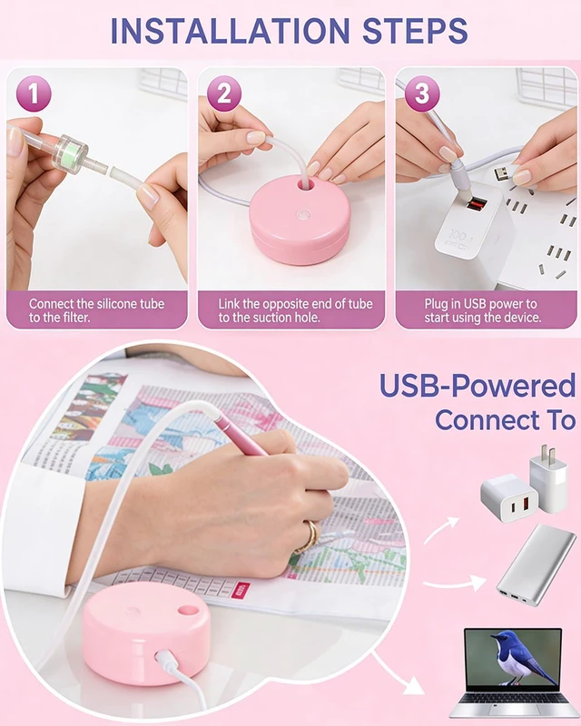 Alt view image 7 of 7 - Electric Diamond Painting Pen Vacuum Drill Tool Kit, Diamond Art Pens No Wax Needed with Accessories, Storage Case, Dot Painter Vacuum Pen for Diamond Painting Art Electric Pen for Adults (Purple)