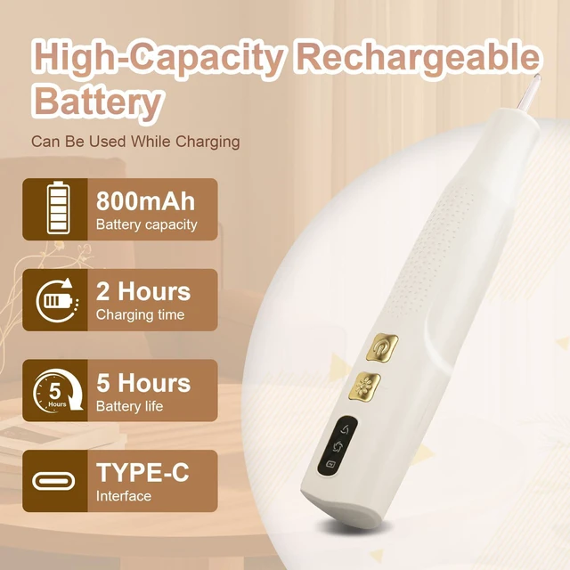 Alt view image 6 of 7 - Electric Diamond Art Pen with Light, Diamond Art Tools for Adults,Off-white | Wax-free Vacuum Suction, 2 Adjustable Speed Levels, Rechargeable, Ergonomic Lightweight Design for Diamond Painting & DIY
