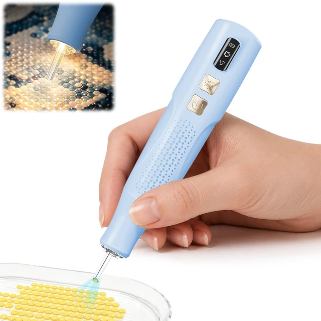 Main image of Electric Diamond Painting Pen with Light | Rechargeable Wireless Vacuum Pen for Diamond Art with Ergonomic Grip; 2 Suction Gears; No Wax Needed