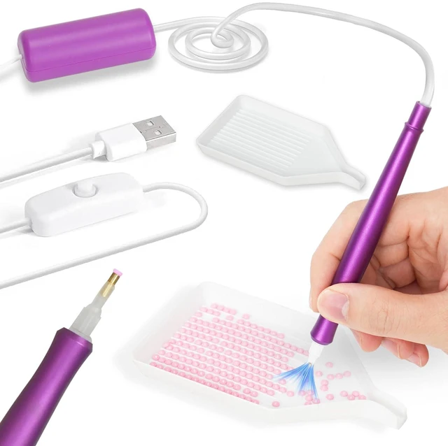 Main image of Electric Diamond Painting Pen with Vacuum Suction, Painting Tool for Diamond Art, No Wax Needed, Easy & Precise Placement, for DIY Craft Lovers (Purple)