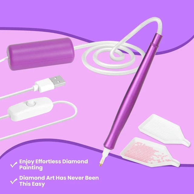 Alt view image 5 of 6 - Electric Diamond Painting Pen with Vacuum Suction, Painting Tool for Diamond Art, No Wax Needed, Easy & Precise Placement, for DIY Craft Lovers (Purple)