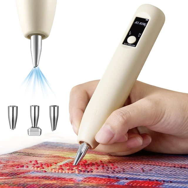 Main image of Electric Diamond Art Vacuum Pens, Diamond Art Tools for Adults, Cream | No Wax Needed, Cordless, Rechargeable, 2 Suction Levels, 3Pcs Replaceable Tips, Portable Diamond Painting Pen