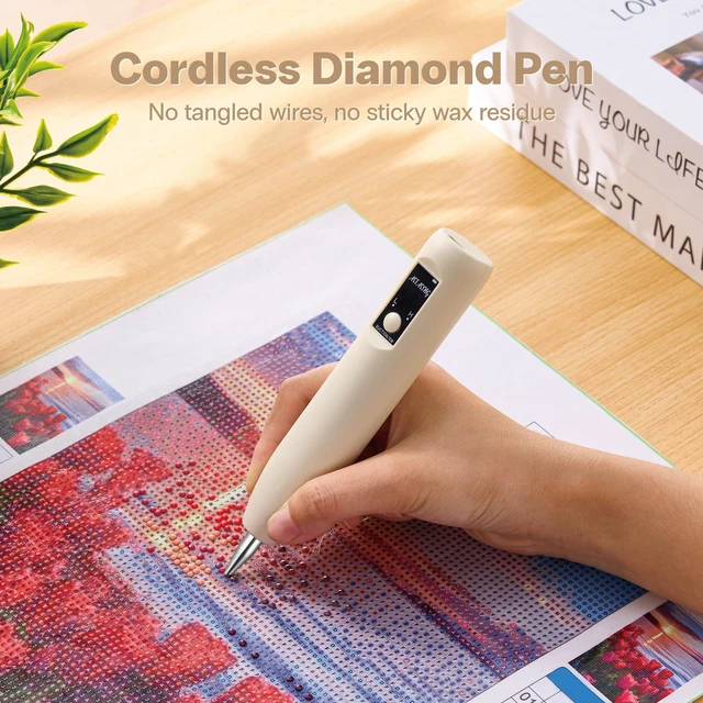Alt view image 3 of 7 - Electric Diamond Art Vacuum Pens, Diamond Art Tools for Adults, Cream | No Wax Needed, Cordless, Rechargeable, 2 Suction Levels, 3Pcs Replaceable Tips, Portable Diamond Painting Pen