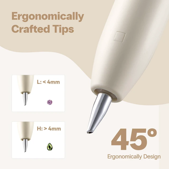 Alt view image 5 of 7 - Electric Diamond Art Vacuum Pens, Diamond Art Tools for Adults, Cream | No Wax Needed, Cordless, Rechargeable, 2 Suction Levels, 3Pcs Replaceable Tips, Portable Diamond Painting Pen